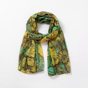 Recycled plastic bottle scarf floral green