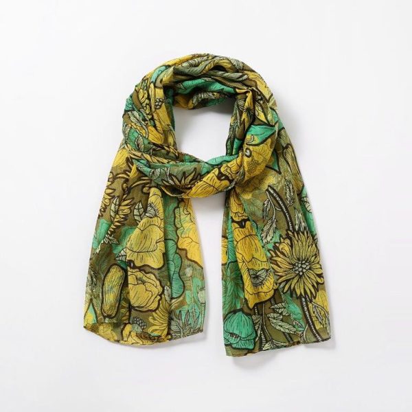 Recycled plastic bottle scarf floral green