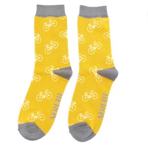 Men's bamboo socks bikes yellow