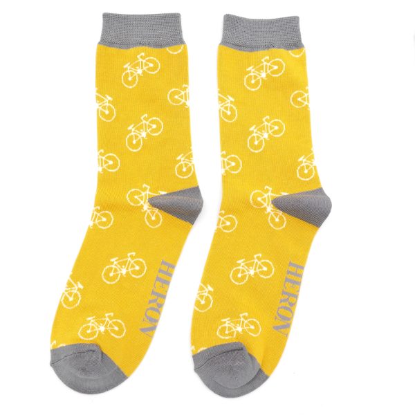 Men's bamboo socks bikes yellow
