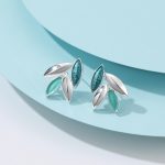 Teal silver earrings