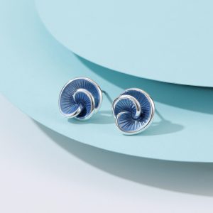 Pretty blue swirl stud earrings
