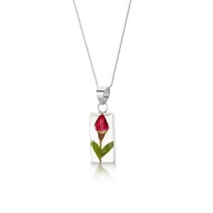 Real flower rose bud necklace SV014