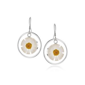 Real flower daisy earrings